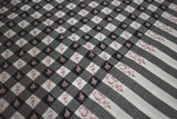 Embroidered fine wool check shawl 40x80 inch