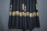 Embroidered shawl fine wool black 40x80 inch