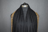Embroidered shawl fine wool black 40x80 inch