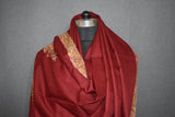 Embroidered shawl fine wool maroon 40x80 inch