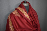 Embroidered shawl fine wool maroon 40x80 inch