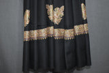 Embroidered shawl fine wool black 40x80 inch