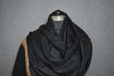 Embroidered shawl fine wool black 40x80 inch