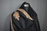 Embroidered shawl fine wool black 40x80 inch