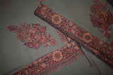 Embroidered shawl fine wool beige 40x80 inch