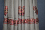 Embroidered shawl fine wool beige 40x80 inch