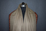 Embroidered shawl fine wool beige 40x80 inch