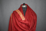 Embroidered shawl fine wool maroon 40x80 inch