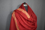 Embroidered shawl fine wool maroon 40x80 inch