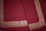 Embroidered shawl fine wool maroon 40x80 inch