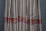 Embroidered shawl fine wool beige 40x80 inch