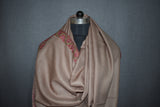 Embroidered shawl fine wool beige 40x80 inch