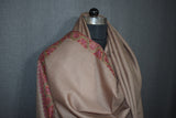 Embroidered shawl fine wool beige 40x80 inch