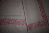 Embroidered shawl fine wool beige 40x80 inch