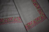 Embroidered shawl fine wool beige 40x80 inch