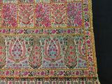 Embroidered pashmina white jamma gul shawl 40X80 inch