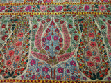 Embroidered pashmina white jamma gul shawl 40X80 inch