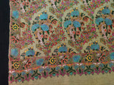 Embroidered pashmina white jamma gul kalamkari shawl 40X80 inch