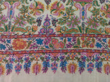 Embroidered pashmina white jamma kalamkari shawl 45X90 inch