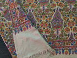 Embroidered pashmina white jamma kalamkari shawl 45X90 inch