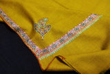 Pashmina embroidered stole baildar yellow 28x80 inch