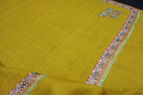 Pashmina embroidered stole baildar yellow 28x80 inch