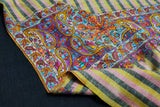Hand embroidered pashmina shawl stripe palla 36X80 inch