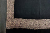 Hand embroidered pashmina stole black 35x78 inch