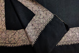 Hand embroidered pashmina stole black 35x78 inch