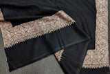 Hand embroidered pashmina stole black 35x78 inch