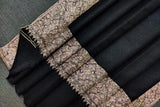 Hand embroidered pashmina stole black 35x78 inch