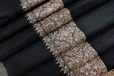 Hand embroidered pashmina stole black 35x78 inch