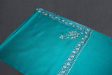 cashmere embroidered fine wool green stole 28x80 inch