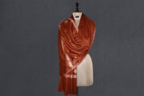 cashmere embroidered fine wool rust stole 28x80 inch