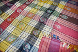 Embroidered check stole 28x80 inch