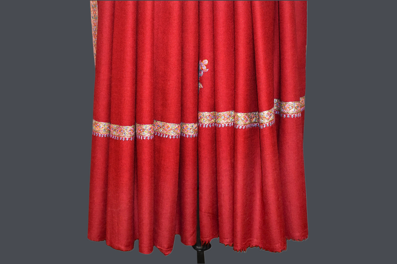 Hand embroidered pashmina shawl maroon 40X80 inch