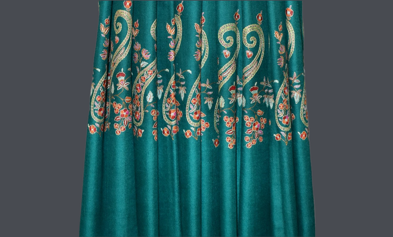 embroidered pashmina paldar shawl 40X80 inch green