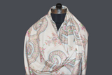 Embroidered pashmina designdar shawl 40X80 inch white