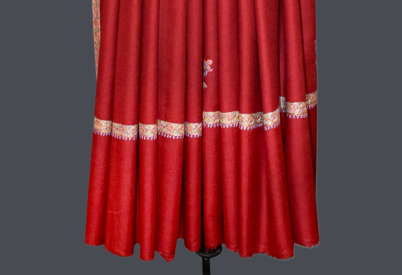 Hand embroidered pashmina shawl maroon 40X80 inch