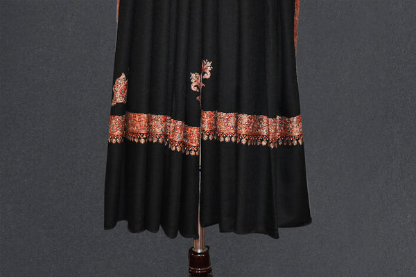 Fine wool Embroidered black shawl 40"x80"