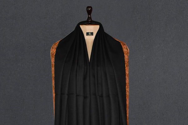 Fine wool Embroidered black shawl 40"x80"