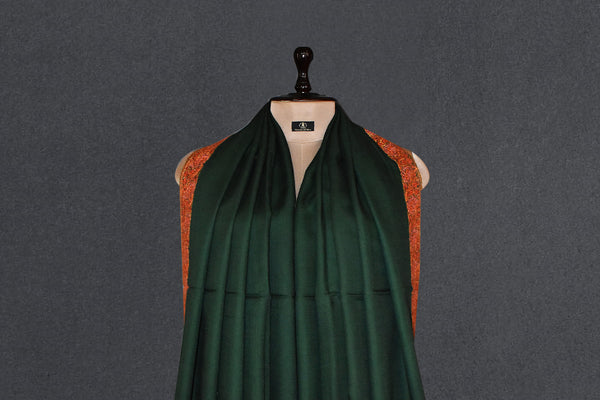 Fine wool Embroidered green shawl 40"x80"