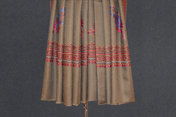 Fine wool Embroidered grey shawl 40"x80"