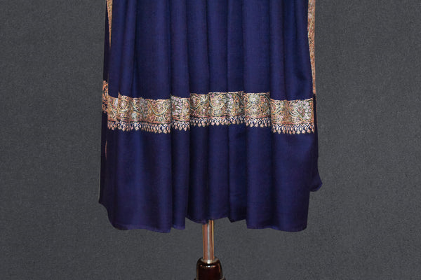 Fine wool Embroidered blue shawl 40"x80"