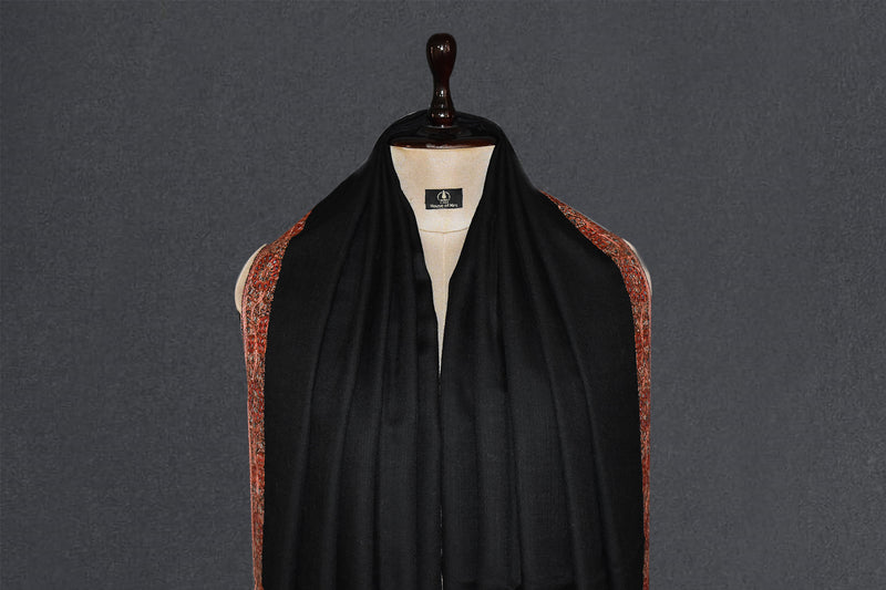 Fine wool Embroidered black shawl 40"x80"