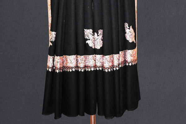 Fine wool Embroidered black shawl 40"x80"
