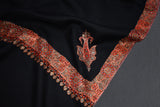 Fine wool Embroidered black shawl 40"x80"