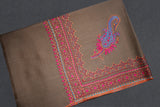 Fine wool Embroidered grey shawl 40"x80"