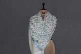 cashmere embroidered fine wool white stole 28x80 inch