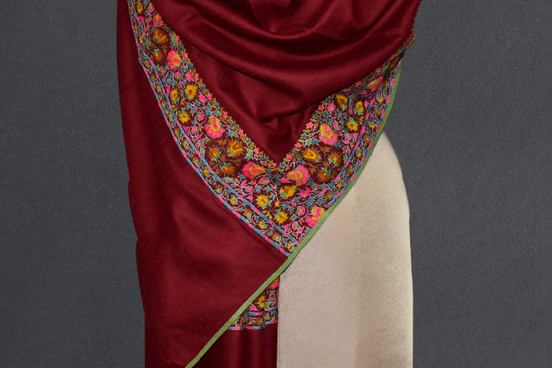 Pashmina embroidered stole 28x80 inch